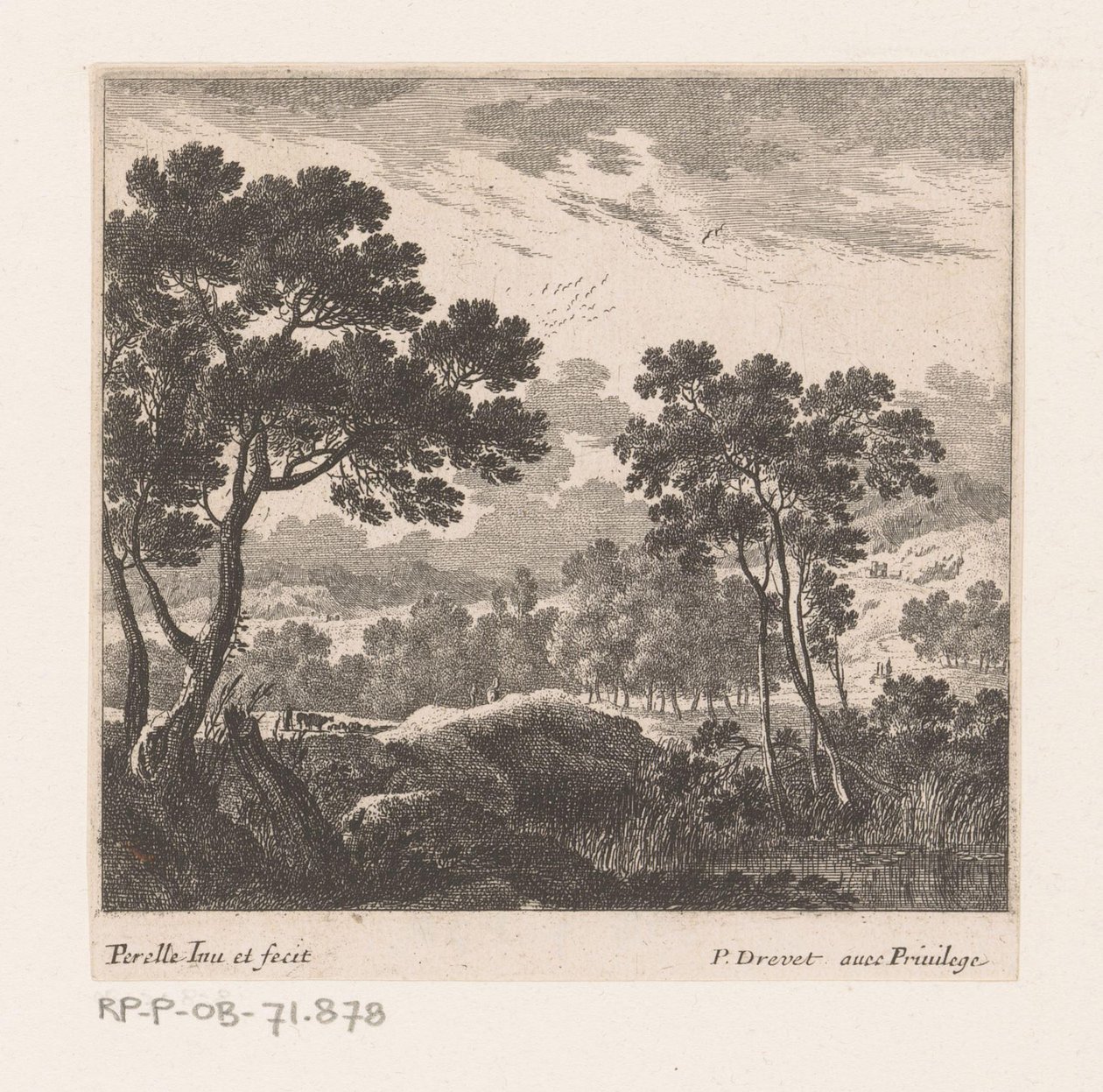 Landschap met bomen en meer door Nicolas Perelle