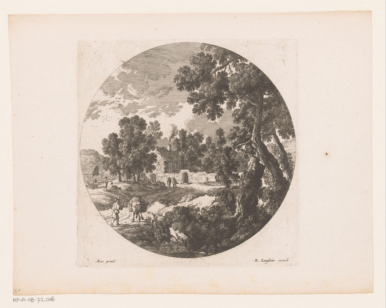 Landschap met herders en vee bij huis door Nicolas Perelle
