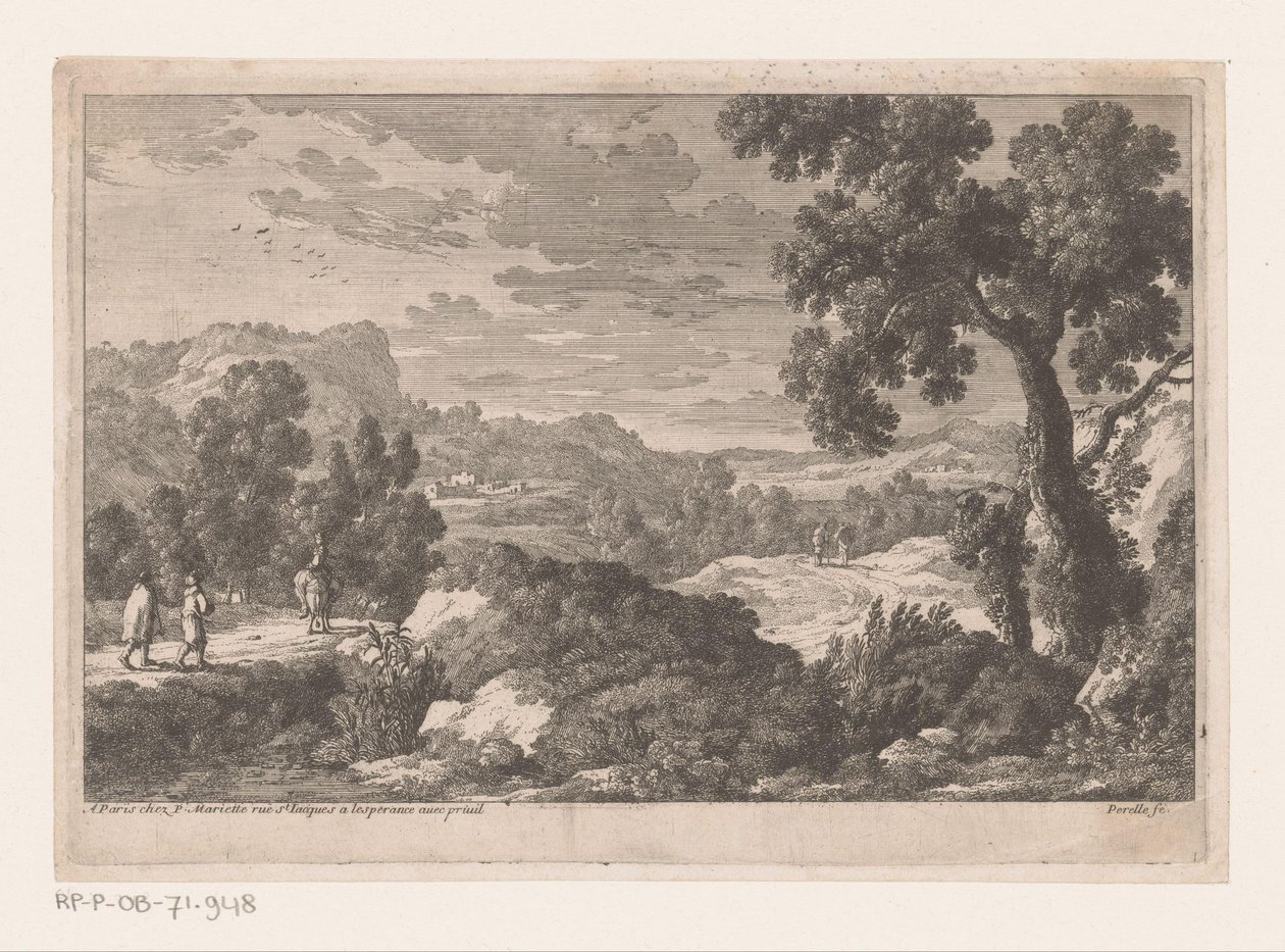 Landschap met reizigers door Nicolas Perelle