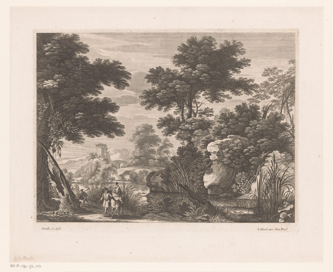 Rivierlandschap met vlucht naar Egypte door Nicolas Perelle