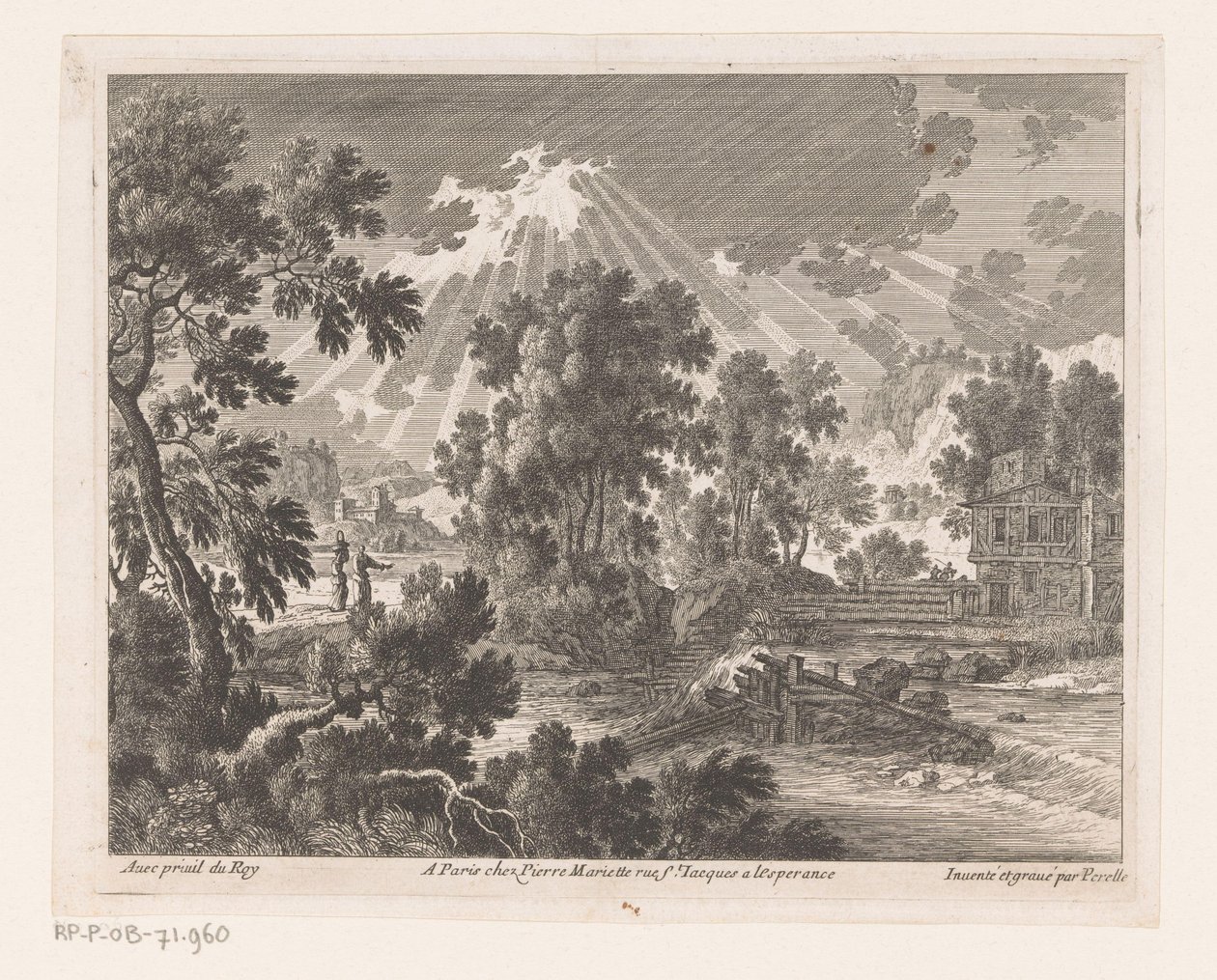 Zonnig landschap met huis aan rivier door Nicolas Perelle