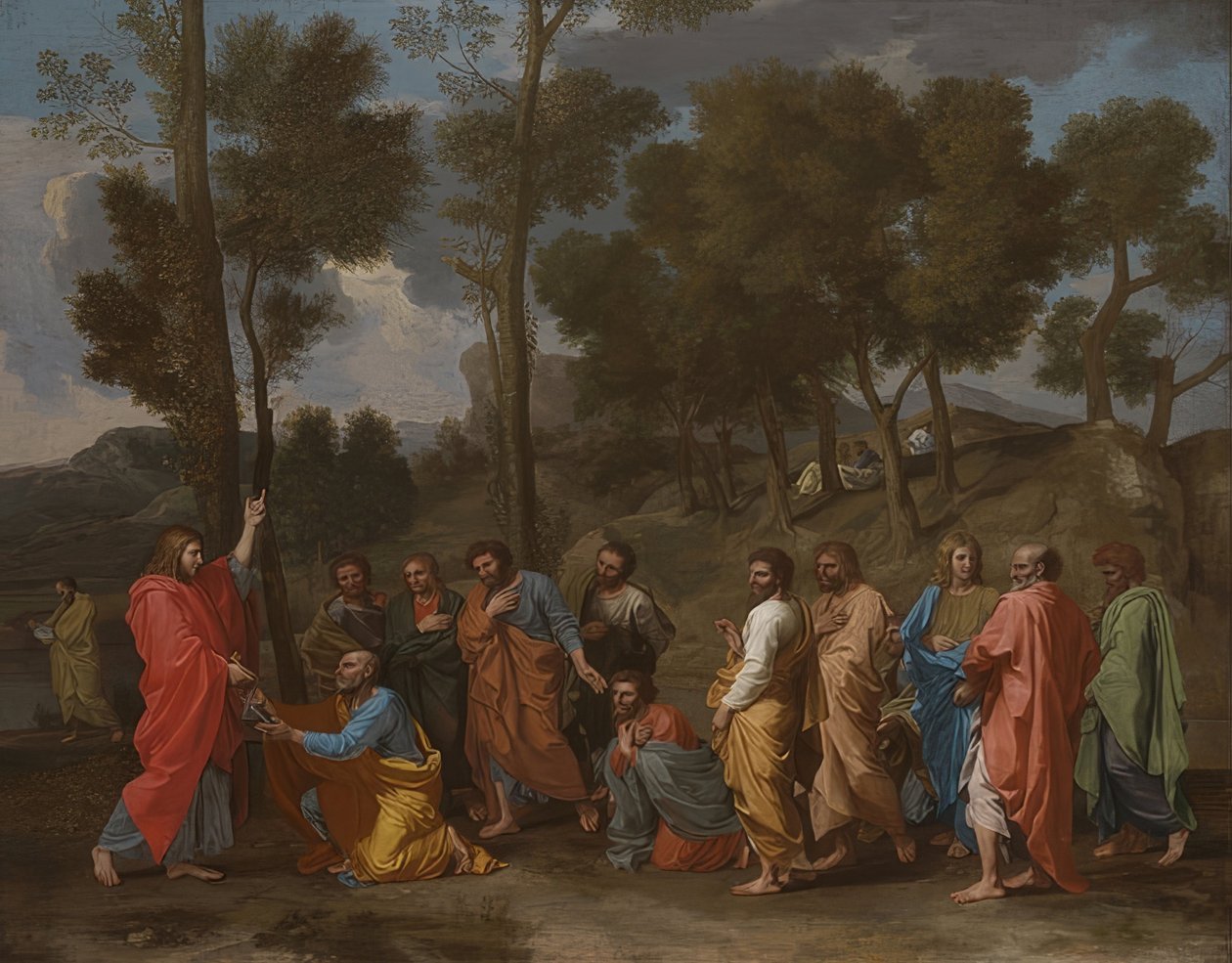 Het sacrament van de wijding (Christus geeft Petrus de sleutels) door Nicolas Poussin