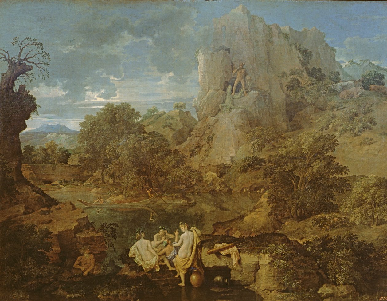 Landschap met Hercules en Cacus, c.1656 door Nicolas Poussin