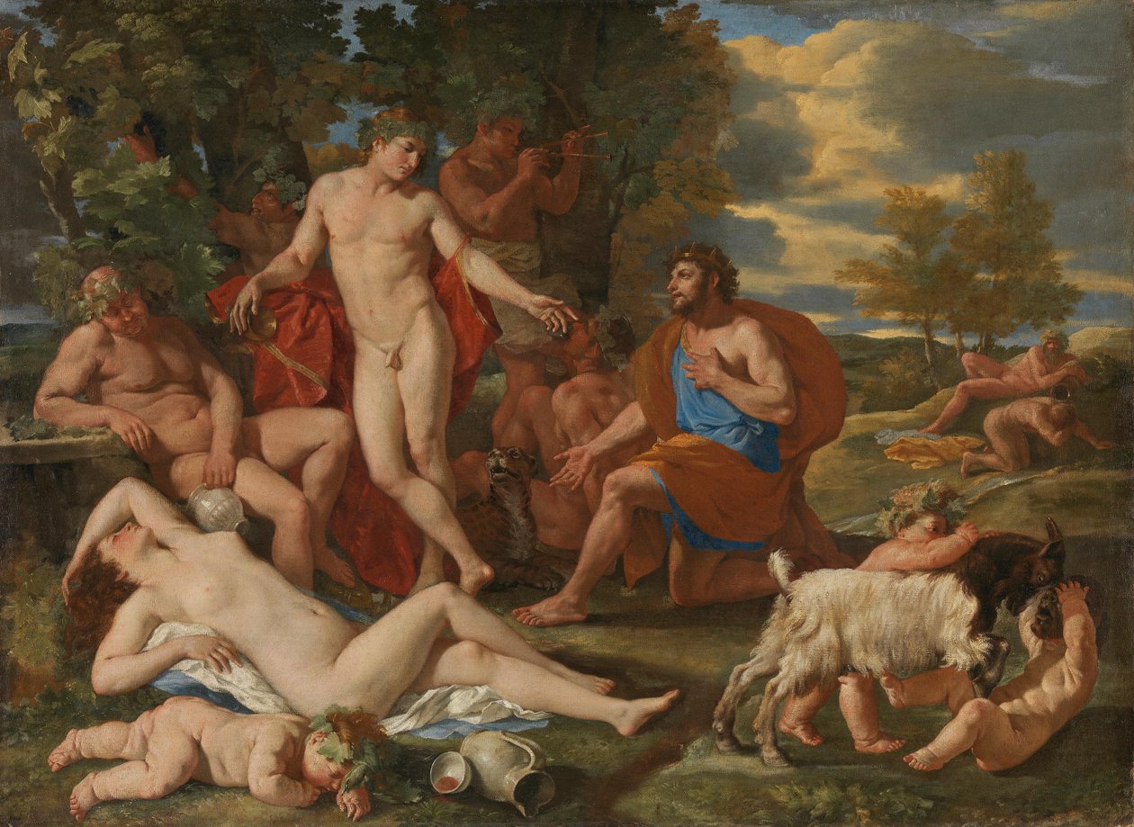 Midas en Bacchus door Nicolas Poussin