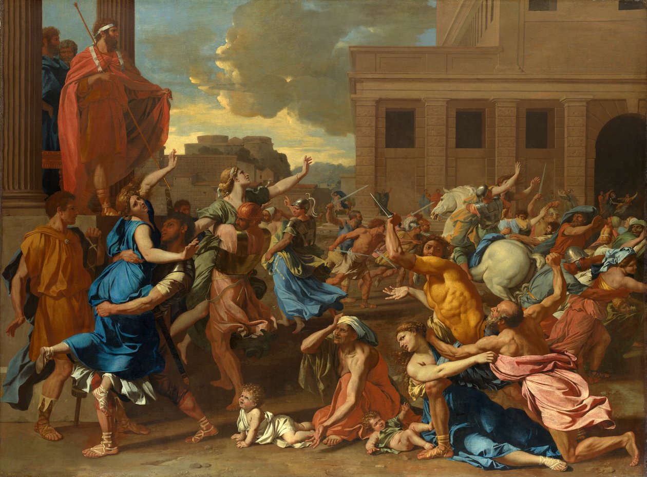 De roof van de Sabijnse maagden door Nicolas Poussin