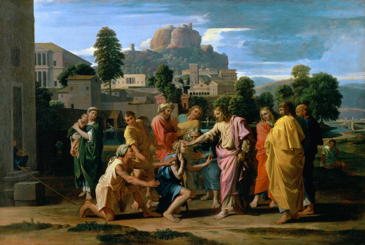 De blinde van Jericho, of Christus geneest de blinde, 1650 door Nicolas Poussin