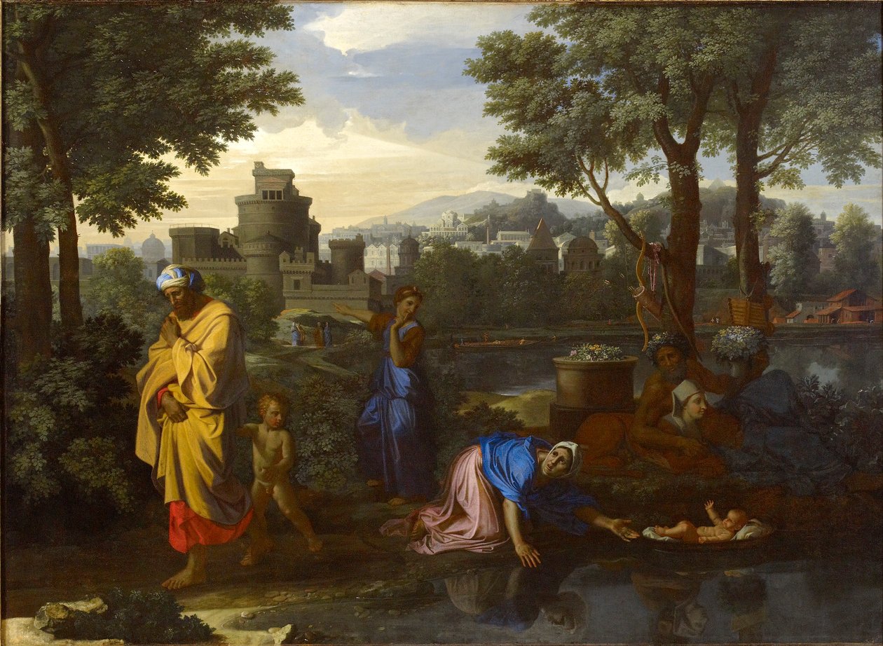 De Expositie van Mozes, 1654 door Nicolas Poussin
