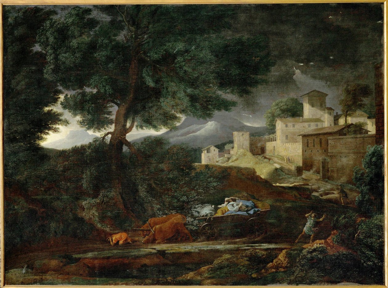 Het onweer (schilderij op canvas) door Nicolas Poussin