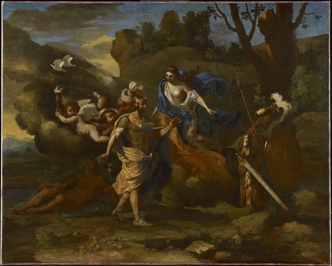 Venus, Moeder van Aeneas, Geeft hem Wapens Gesmeed door Vulcanus, c.1635 door Nicolas Poussin