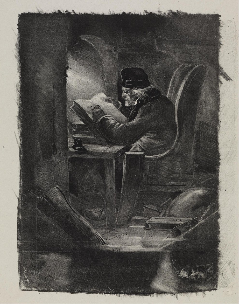 Proef in zwarte kunst (een geograaf) door Nicolas Toussaint Charlet