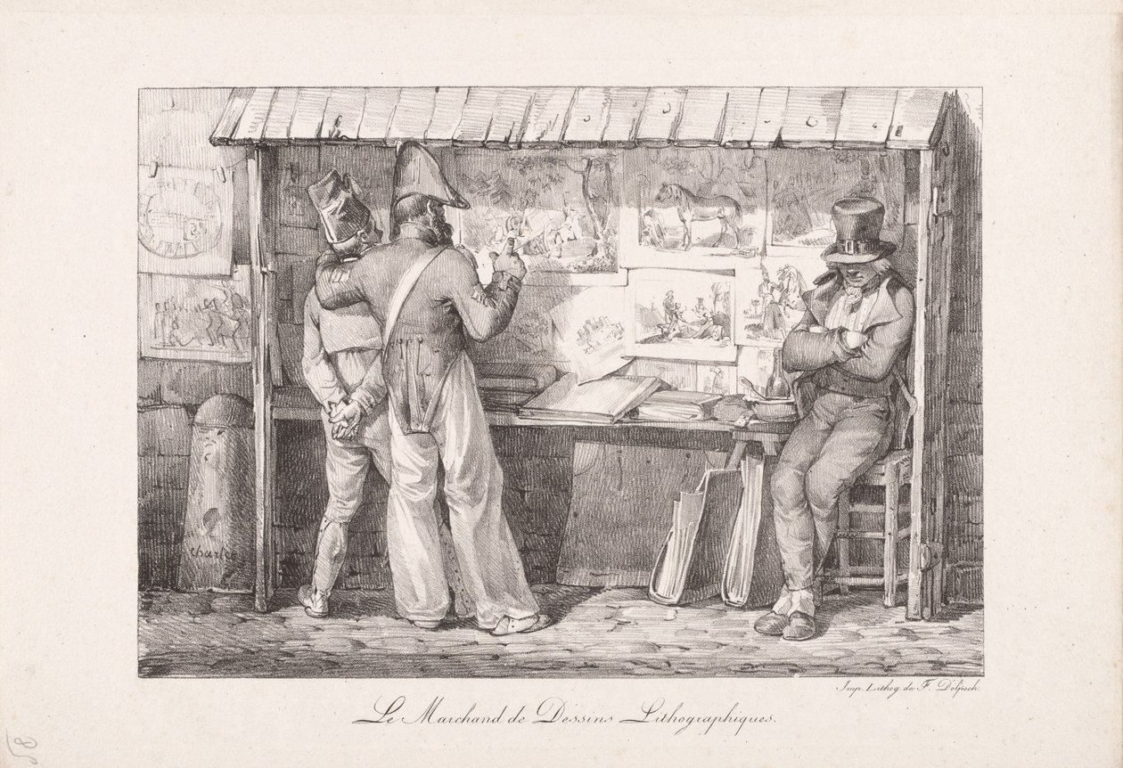 De lithografieverkoper door Nicolas Toussaint Charlet