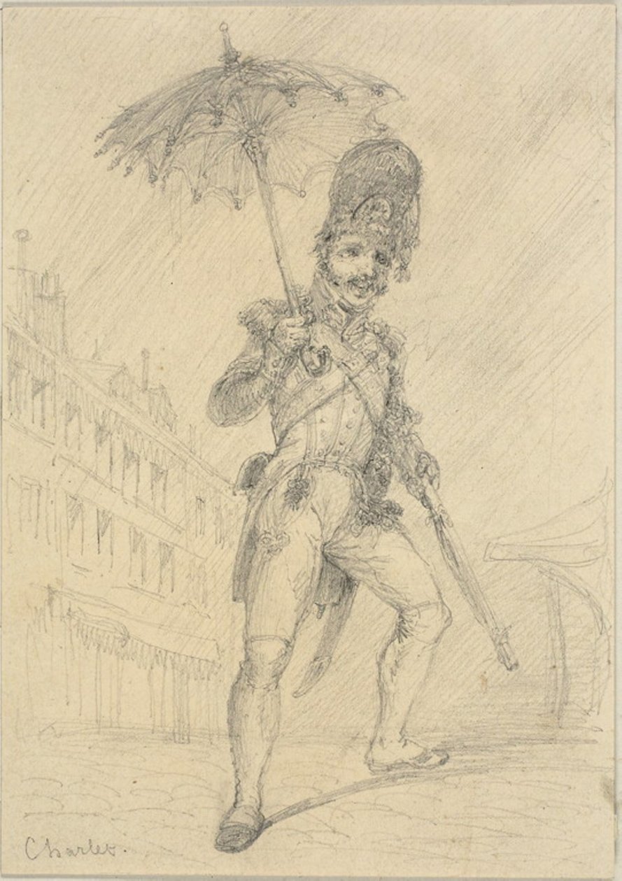 Soldaat met een parasol door Nicolas Toussaint Charlet