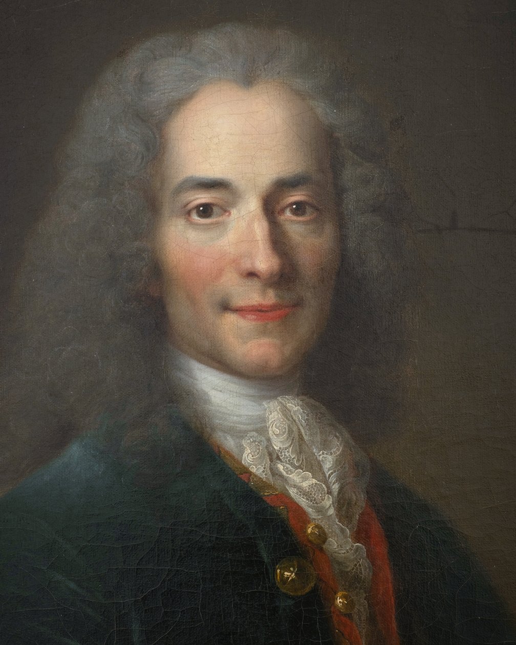 Voltaire [op vierentwintigjarige leeftijd ()], detail door Nicolas de Largillière