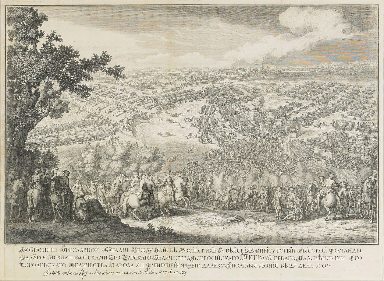 De Slag bij Poltava op 27 juni 1709 door Nicolas de Larmessin II