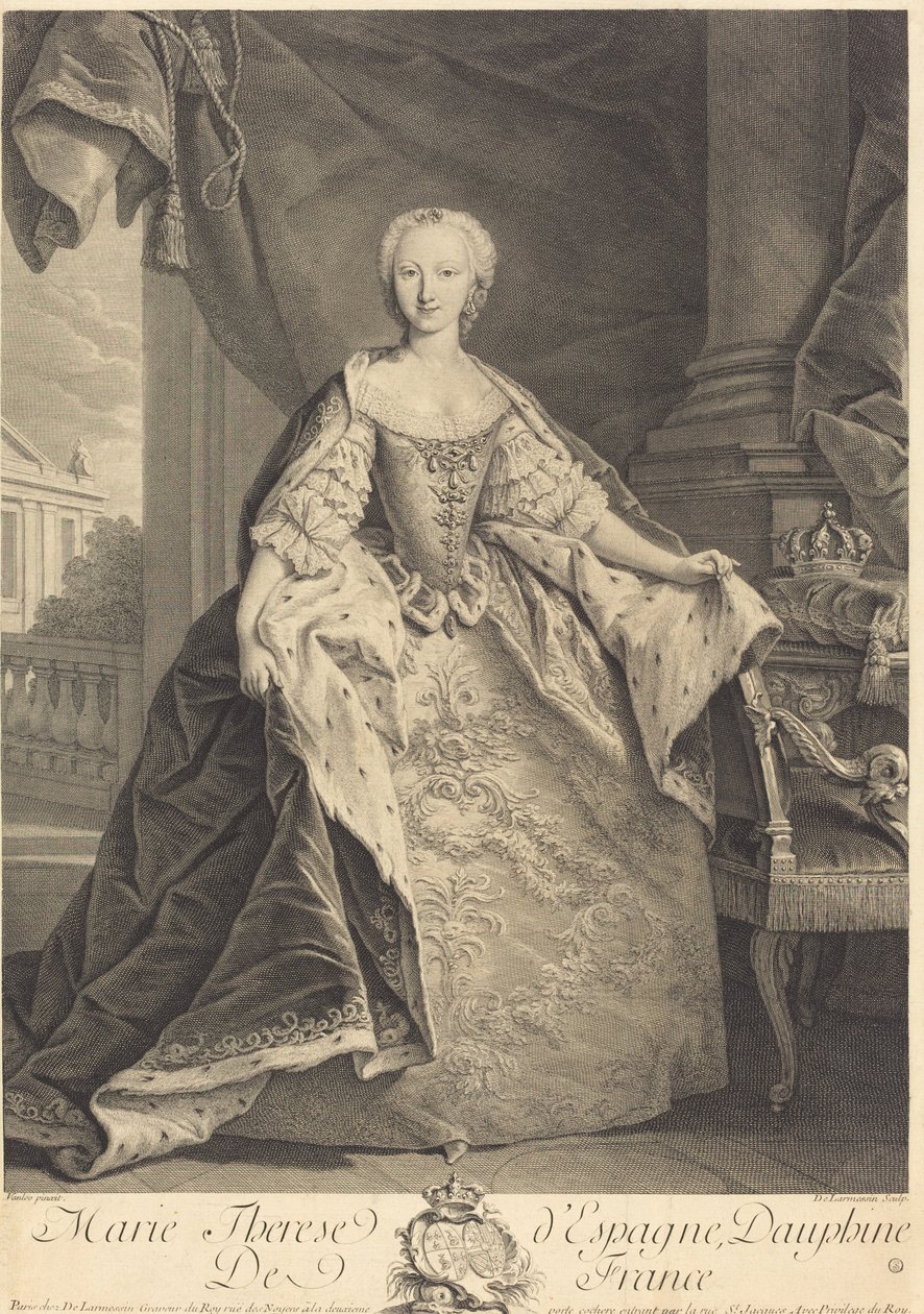 Marie Therese van Spanje, Dauphine van Frankrijk door Nicolas de Larmessin IV after Jean Baptiste Van Loo