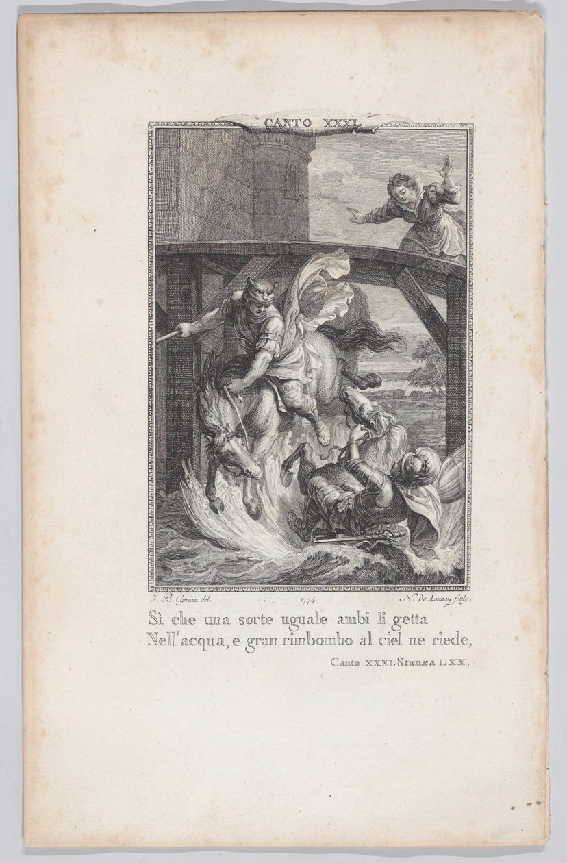 Canto 31, Stanza 70, uit Orlando Furioso door Nicolas de Launay