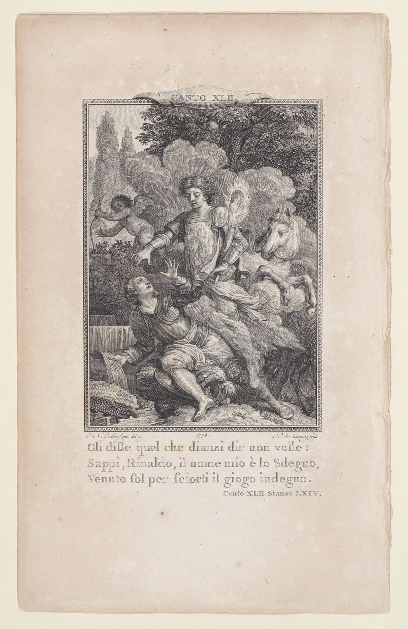 Canto 42, Stanza 64, uit Orlando Furioso door Nicolas de Launay