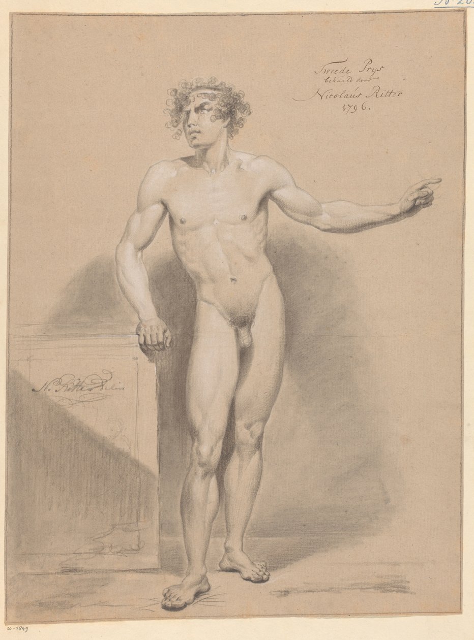 Staand mannelijk naakt, van voren gezien (2e prijs 1796) door Nicolaus Ritter jr.
