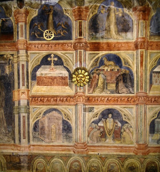 Religieuze scènes, uit een serie muurschilderingen die de Astrologische Cyclus uitbeelden door Nicolo and Stefano da Ferrara Miretto