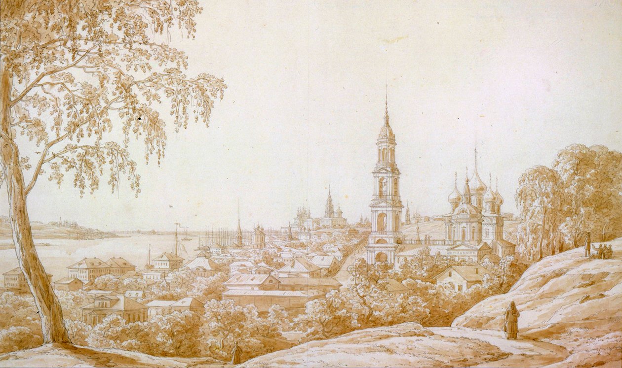 Uitzicht op Kostroma, Rusland door Nikandor Grigorievich Chernetsov
