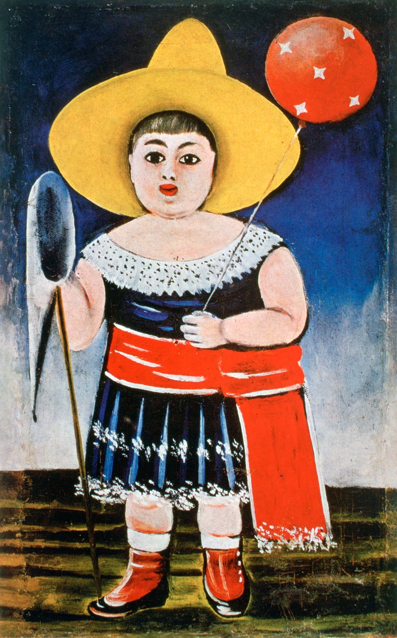 Klein meisje met een ballon met patroon, ca. 1885-1918 door Niko Pirosmanishvili