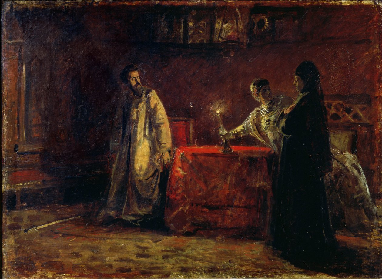 Tsaar Boris Godunov (1551-1605) en Tsarina Martha, 1874 door Nikolai Nikolajevitch Gay