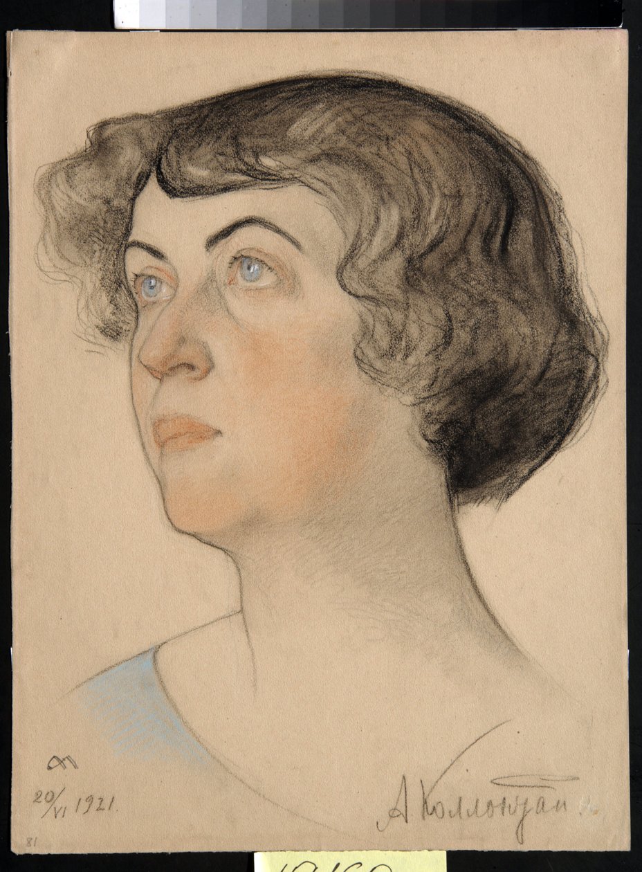 Portret van Alexandra Mikhailovna Kollontai, communistische en Sovjet-Russische politica door Nikolai Andreevich Andreev