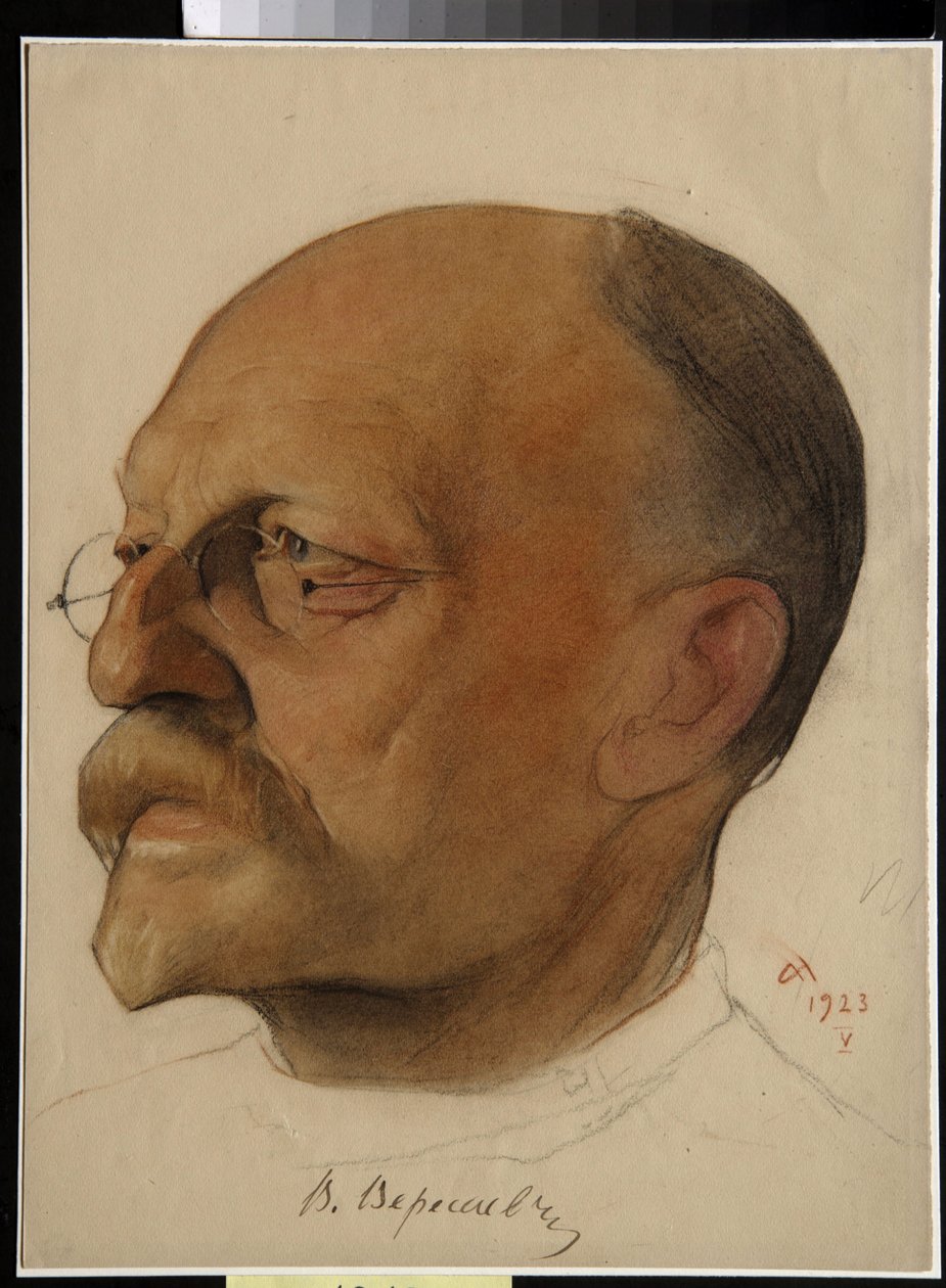 Portret van Vikenti Veressaiev (1867-1945), arts en Russische schrijver door Nikolai Andreevich Andreev