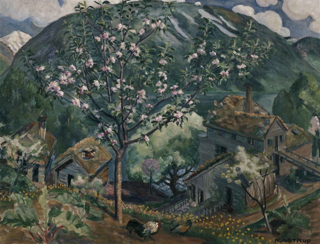 Appelboom in volle bloei door Nikolai Astrup