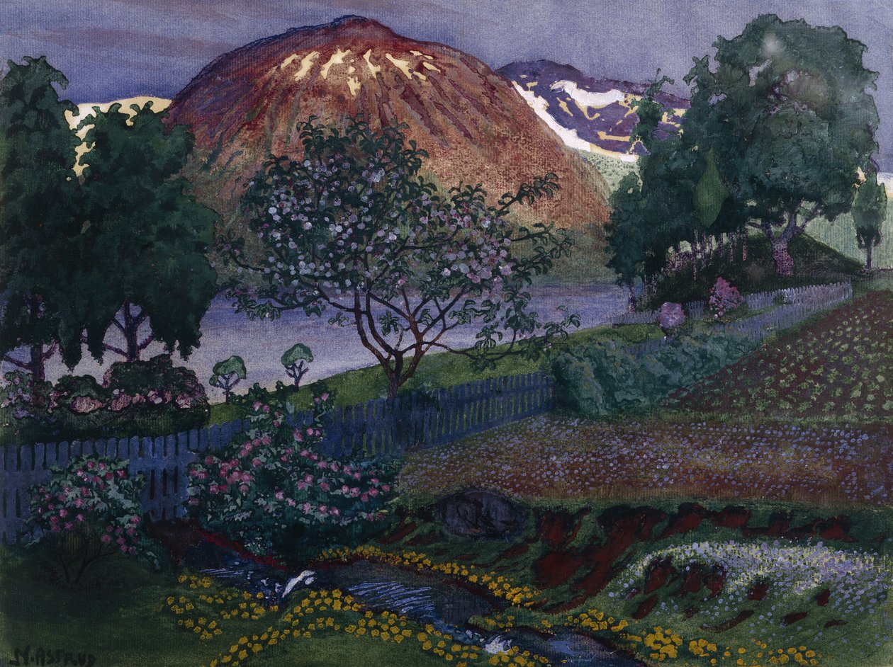 Julinacht in de tuin door Nikolai Astrup