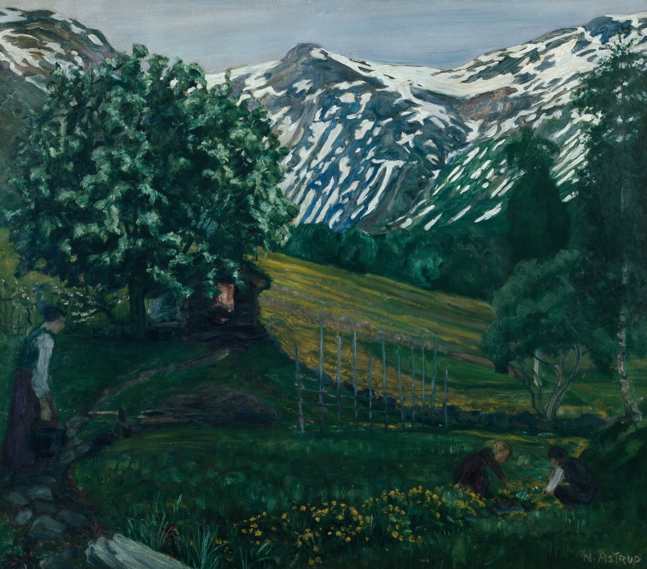 Lenteavond smieheggen, c.1918 door Nikolai Astrup