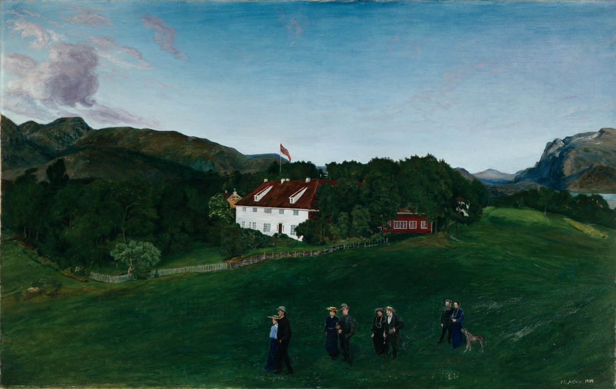 Svanøe Hovedgård, ca. 1904 door Nikolai Astrup
