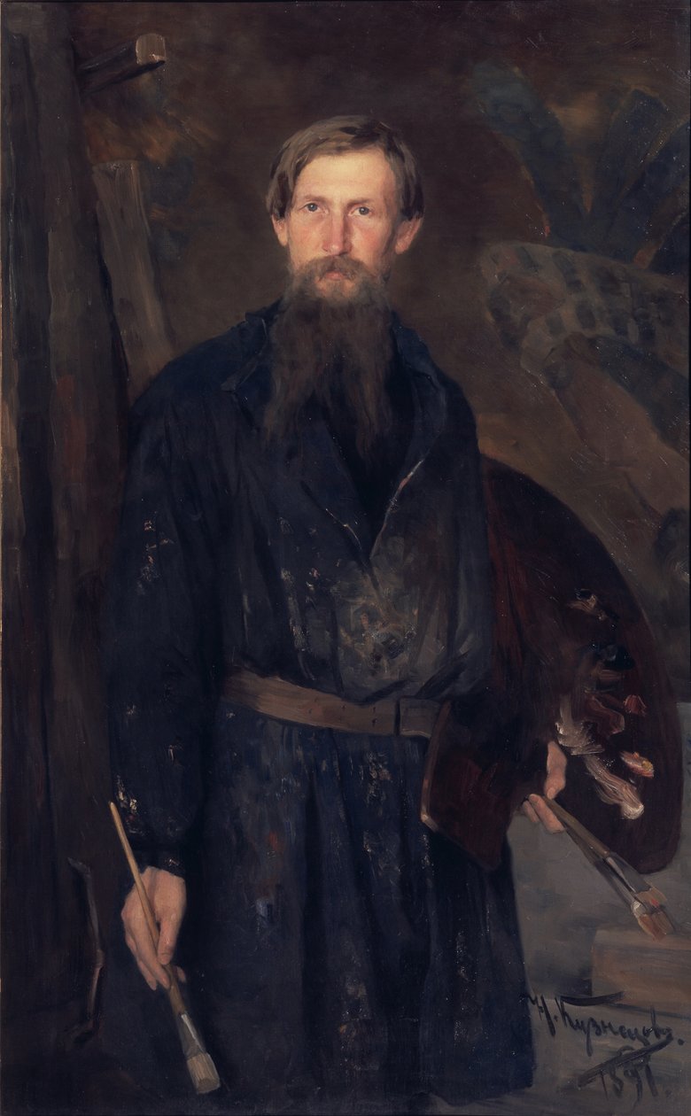 Portret van de kunstenaar Viktor Vasnetsov 1848-1926, 1891 door Nikolai Dmitrievich Kuznetsov