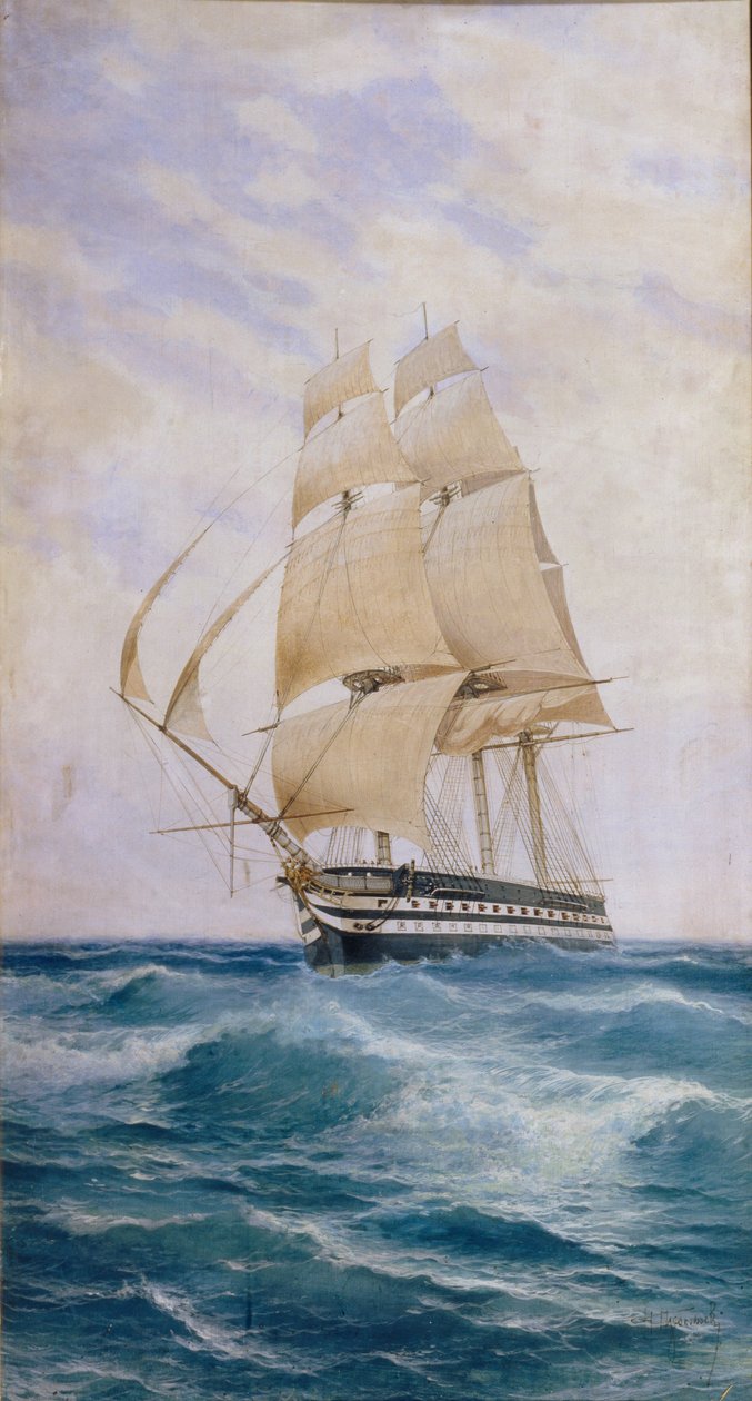 Het Schip op de lijn Imperatritsa Mariya, 1890s door Nikolai Dmitryevich Prokofyev