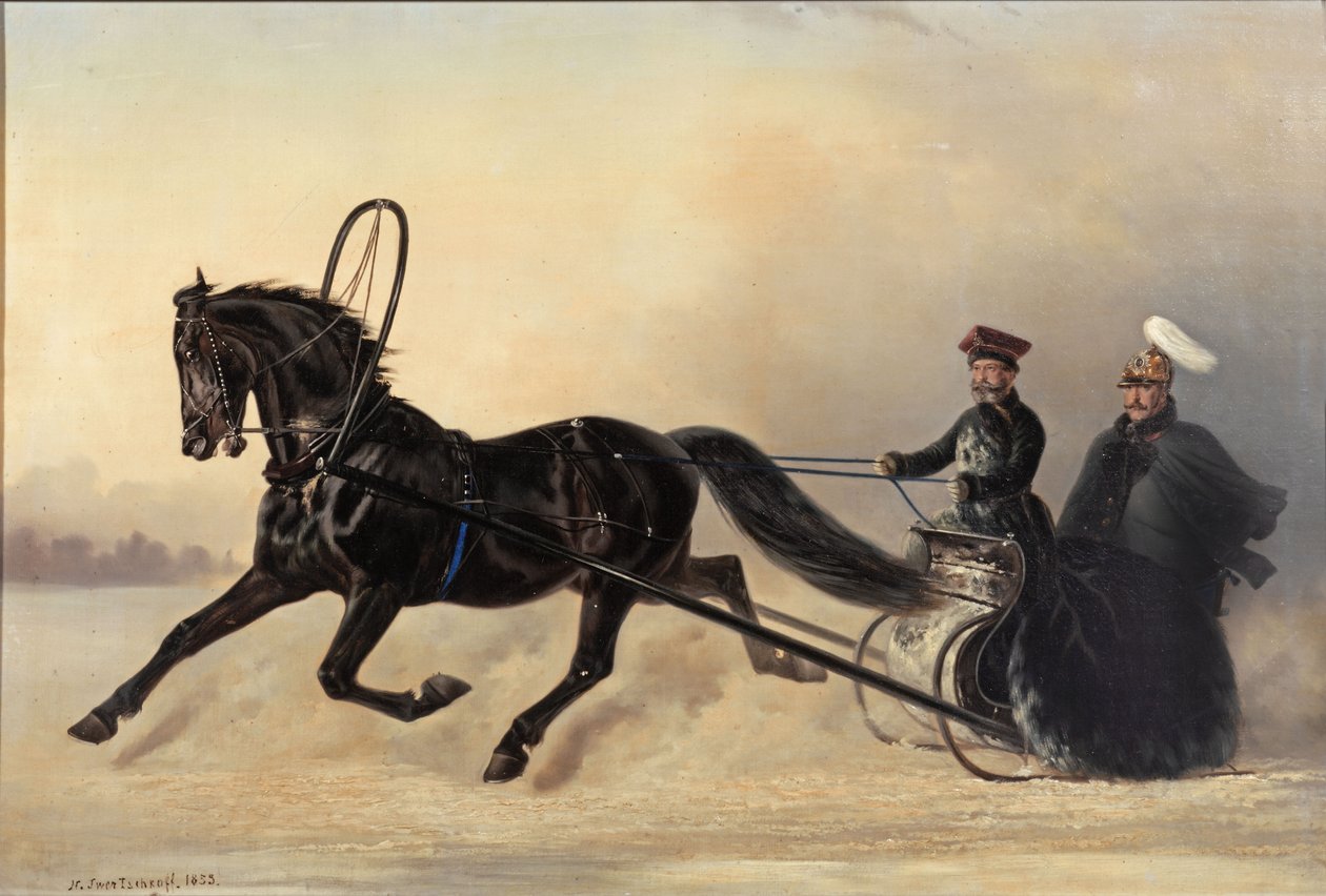 Keizer Nicolaas I op een Winteruitje, 1853 door Nikolai Egorevich Sverchkov