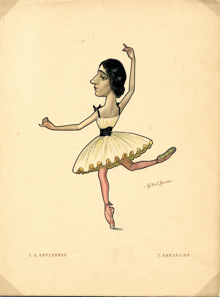 Balletdanseres Tamara Karsavina Uit: Russisch Ballet in Karikaturen, 1902-1905 door Nikolai Gustavovich Legat