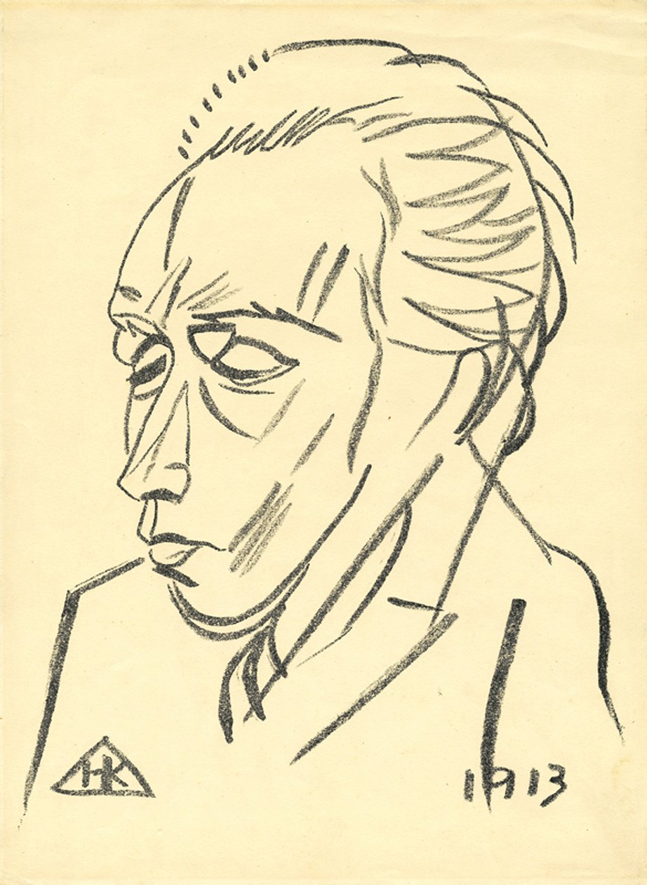 Portret van de dichter Velimir Khlebnikov door Nikolai Ivanovich Kulbin