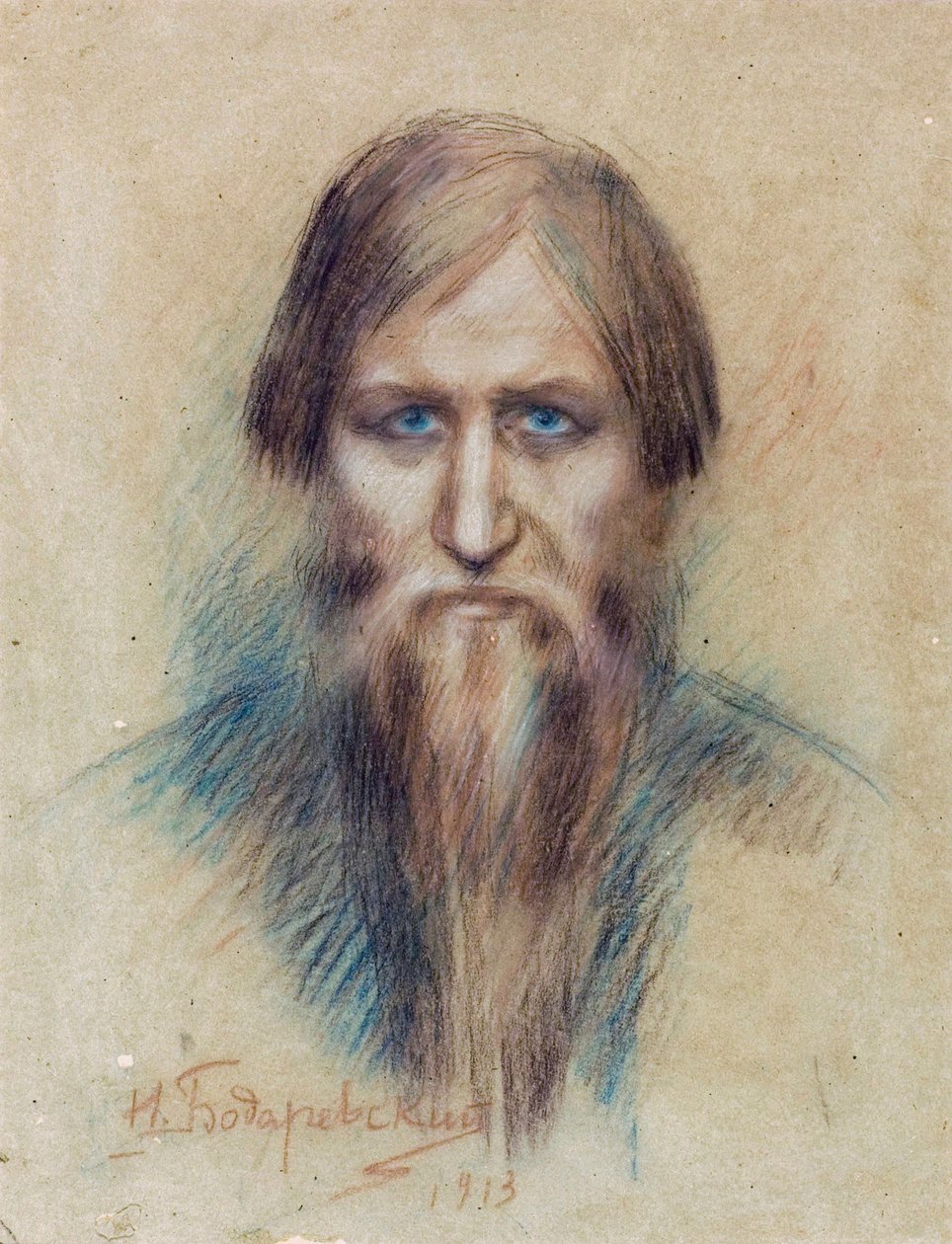 Portret van de Russische mysticus Grigori Raspoetin door Nikolai K. Bodarevski
