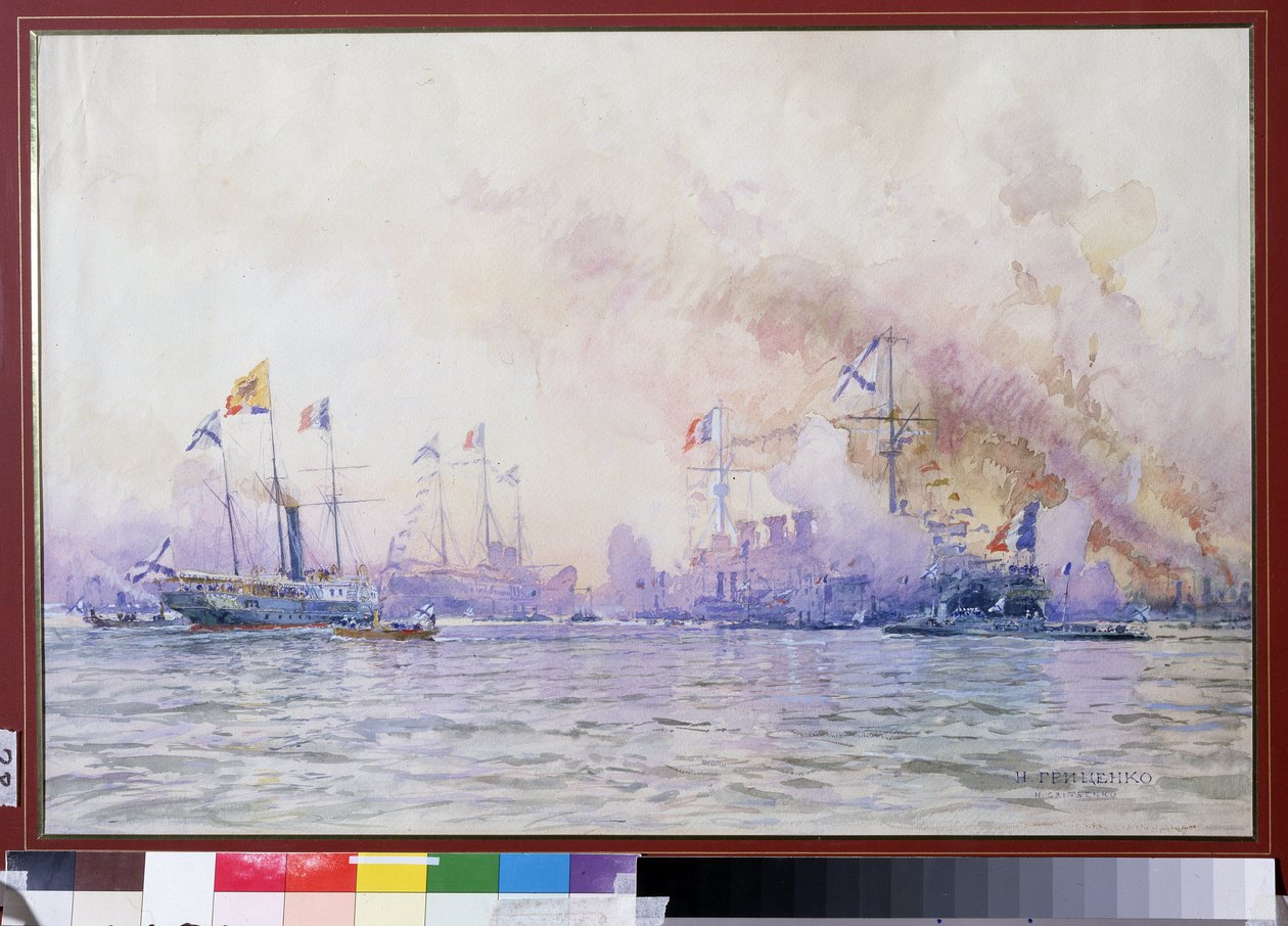 Aankomst van het Franse squadron in Krondstadt in 1893 door Nikolai Nikolaevich Gritsenko