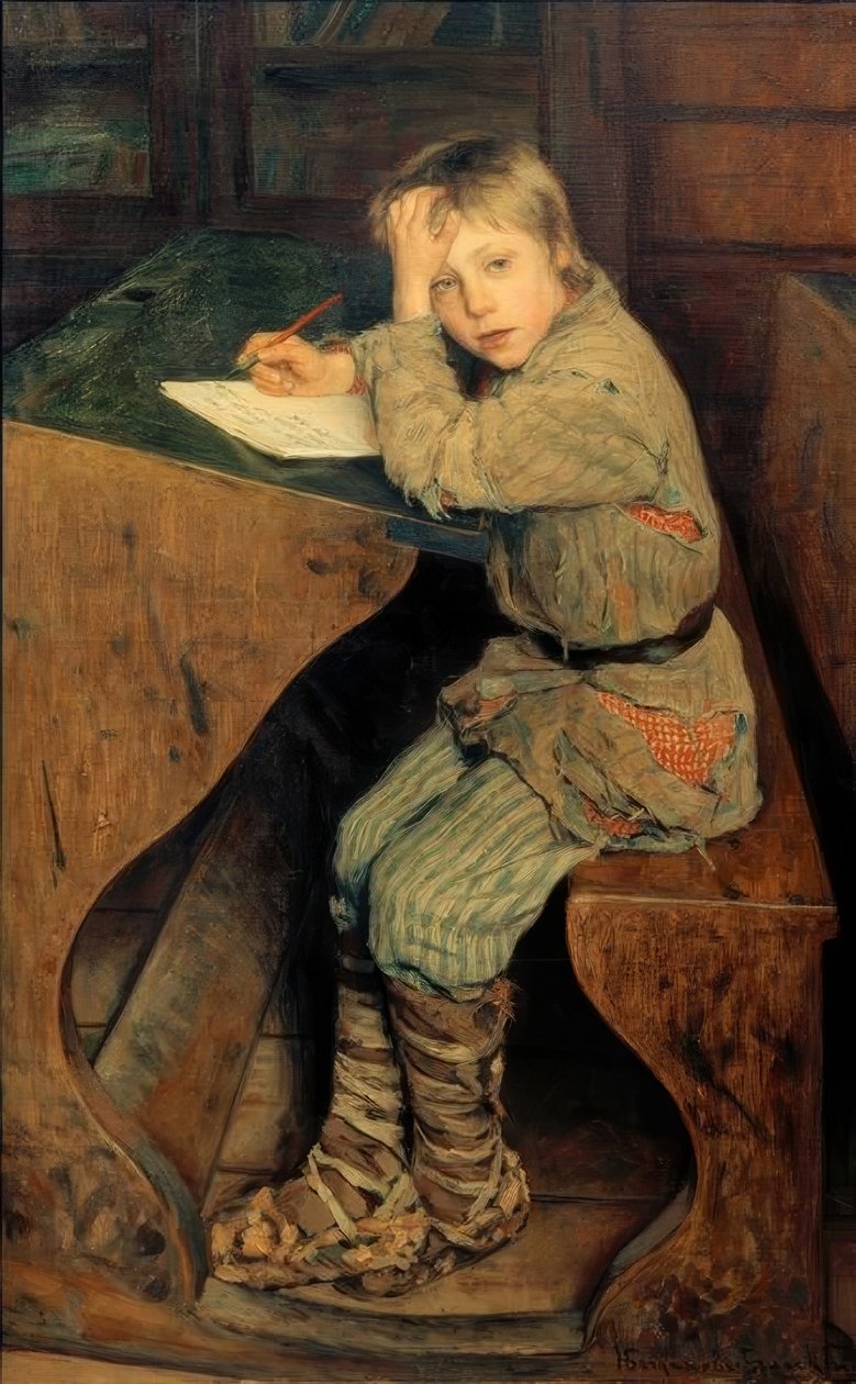 Zondagen in een dorpsschool door Nikolai P. Bogdanow-Bjelski