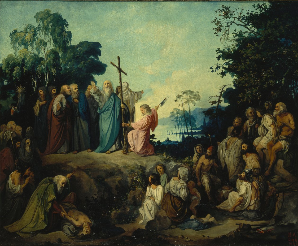 Sint Andreas de Apostel richt een kruis op in Kiev, 1848 door Nikolai Petrovich Lomtev