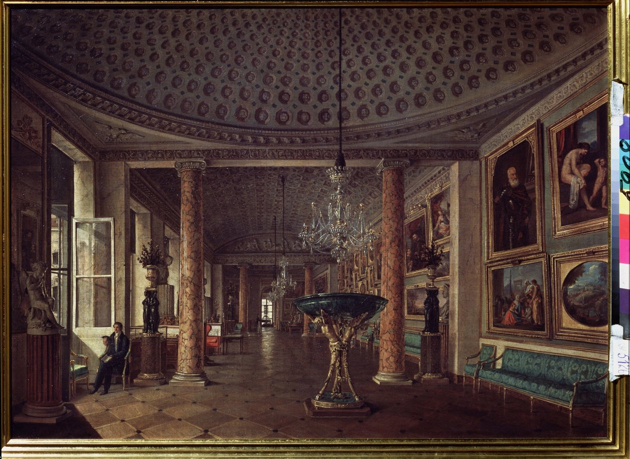 De schilderijengalerij in het Stroganov Paleis in Sint-Petersburg door Nikolai Stepanovich Nikitin
