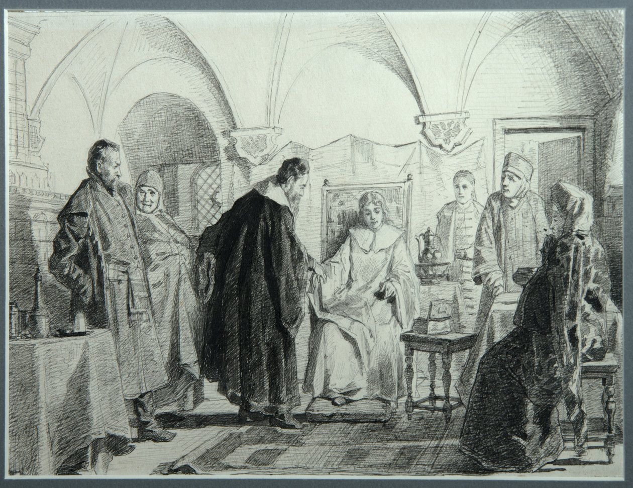 Maria Ivanovna Khlopova, de Bruid van de Tsaar Michail Fyodorovich, 1884 door Nikolai Vasilyevich Nevrev