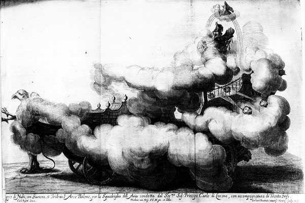 Een koets getrokken door griffioenen en bestuurd door Carlo di Loreno, gegraveerd door Gerard Bouttats (b.1630) door Nikolaus van Hoy