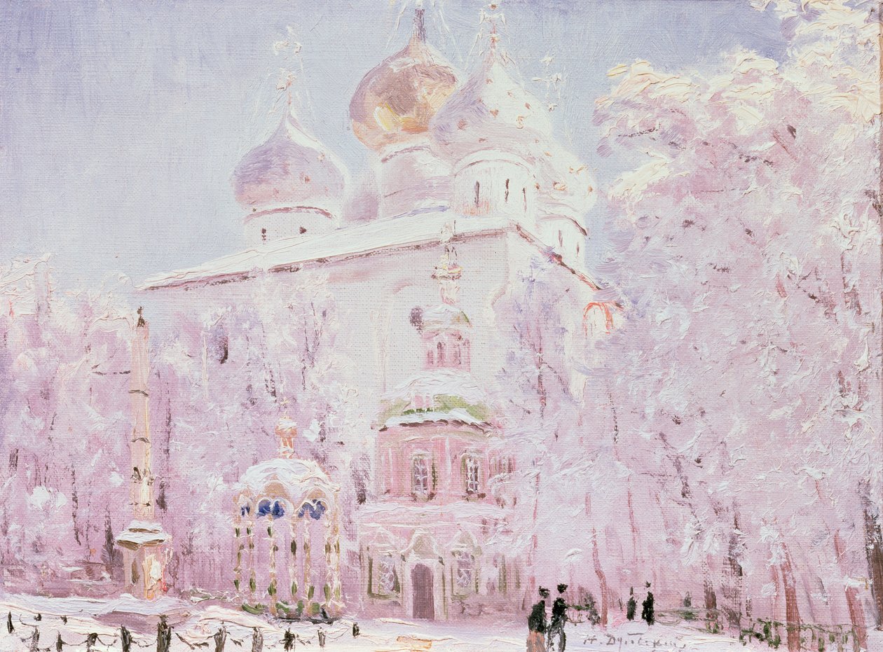Winter in de Trinity-St. Sergius Lavra in Sergiyev Posad, ca. 1910 door Nikolay Nikanorovich Dubovskoy