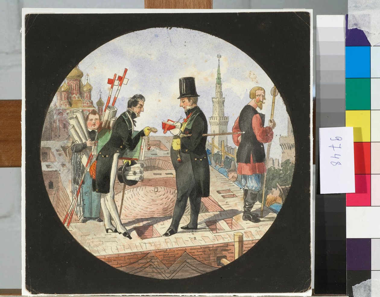 Baron Lev von Bode en architect Nikolay Chichagov op de bouwplaats van het Grote Kremlinpaleis in Moskou - Werk van Nicolas Benois (1813-1898) door Nikolay Benois