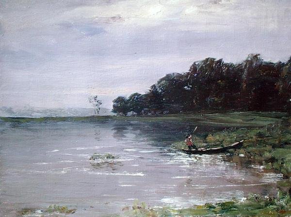 Landschap met Boot, Avond door Nikolay Nikanorovich Dubovskoy