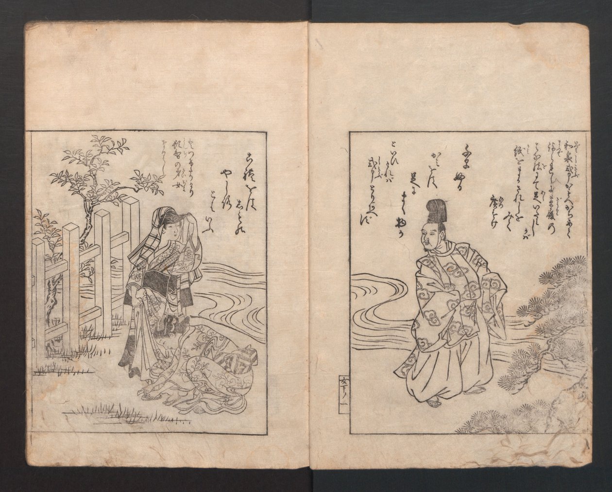 Prentenboek: Camellia Ehon Himetsubaki, 1745 door Nishikawa Sukenobu