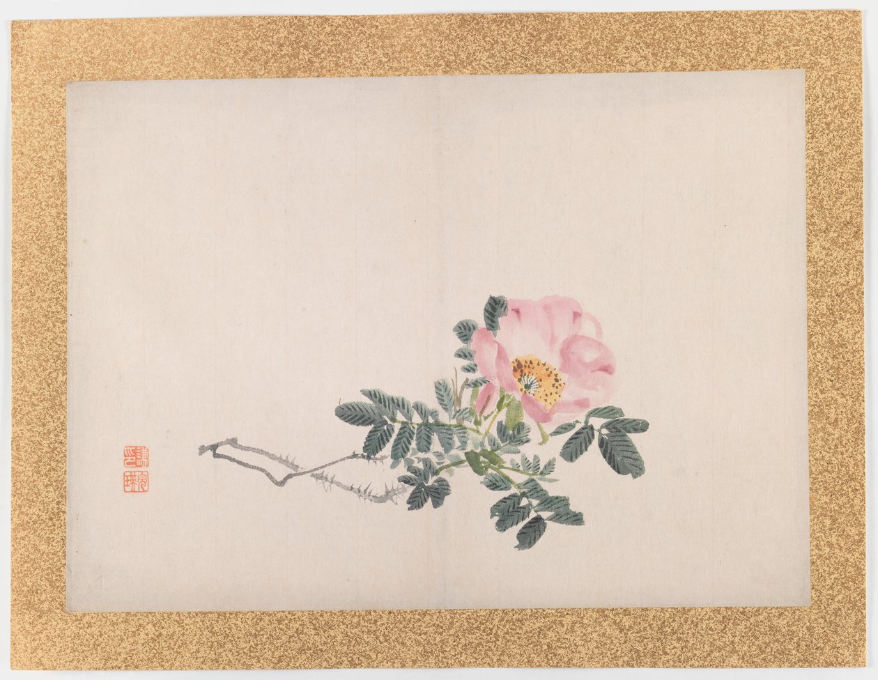 Zonder titel (Roze roos), 1855 door Nishiyama Hoen