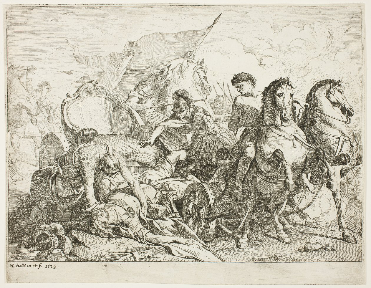Antiochus valt van zijn strijdwagen door Noel Halle